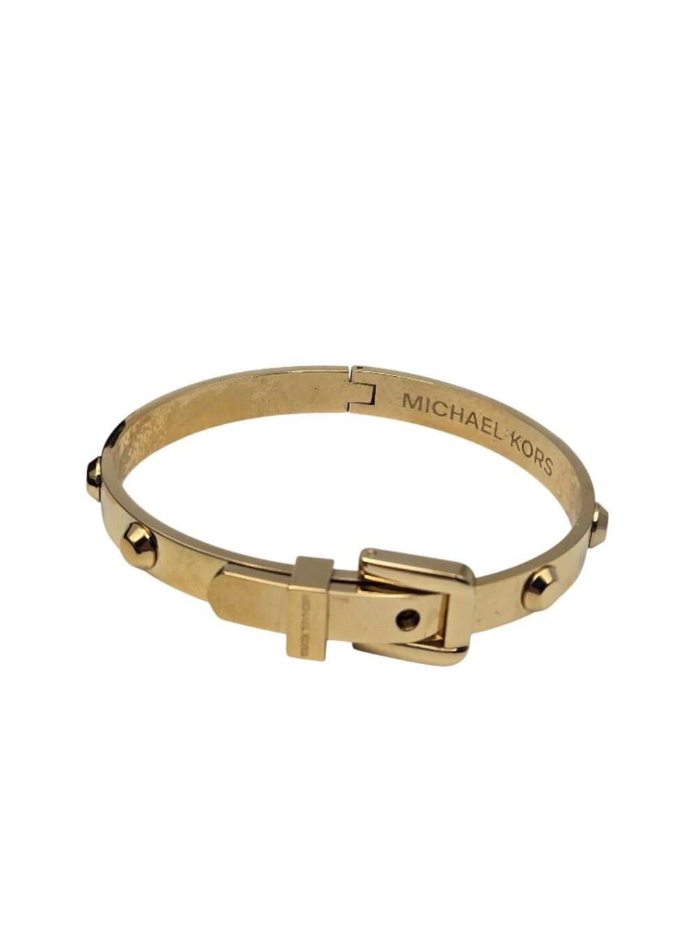 Michael Kors Astor Gold-Tone Studded Buckle Hinged Bangle Bracelet